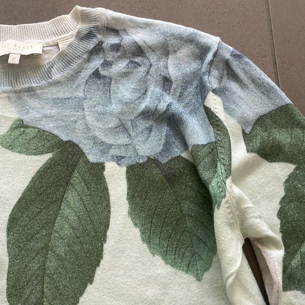 Ted Baker Blue and Green floral insect pullover sweater - Picture 3 of 16